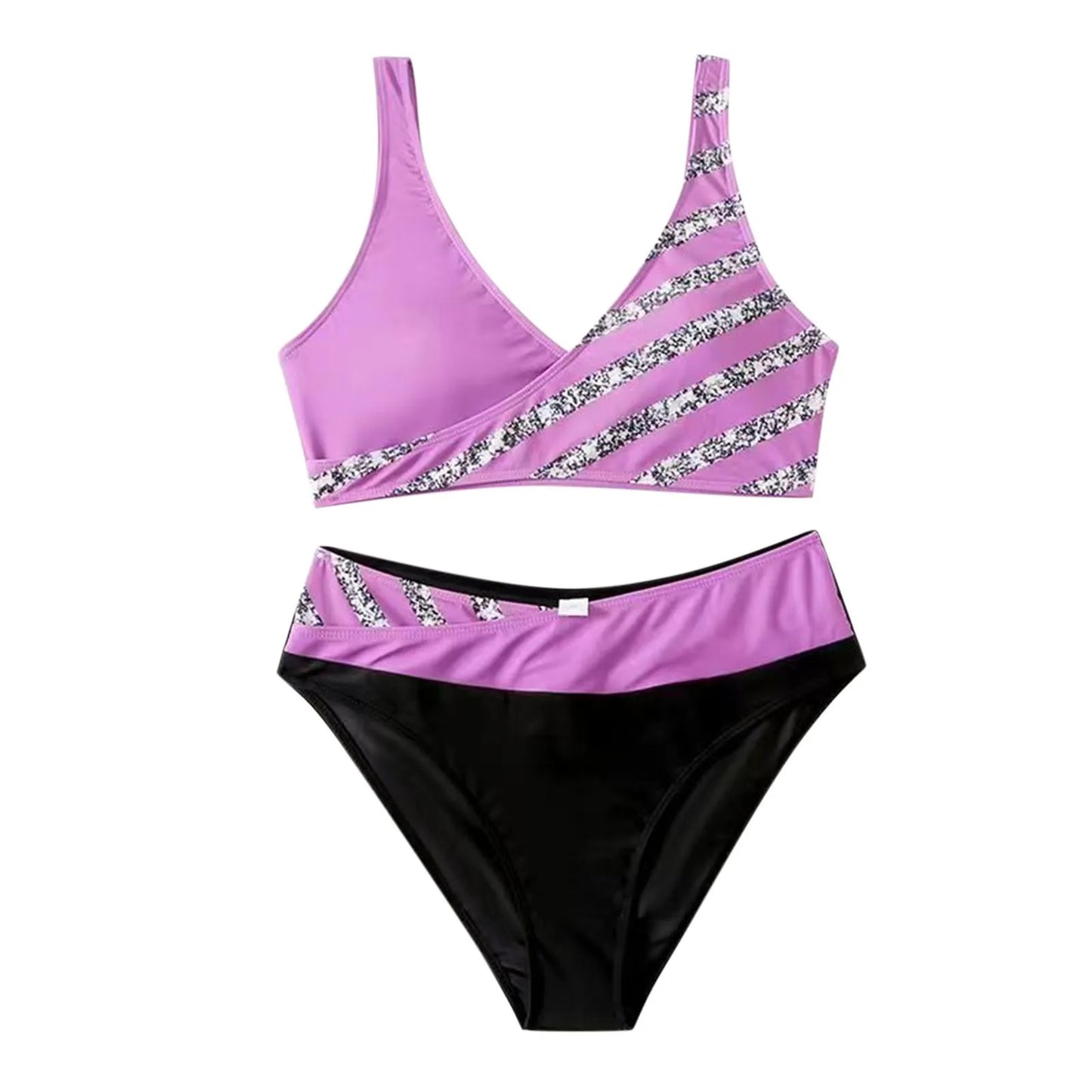 High-Waisted Swimsuit Set - Two-Piece with Pockets Purple United States