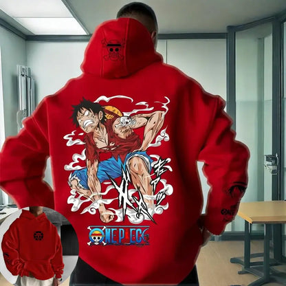 One Piece Luffy Hooded Sweater 2025 Trend Jacket red