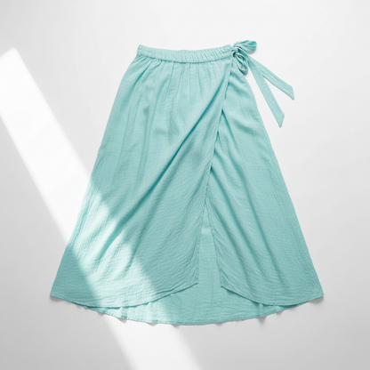 Lace-Up Long Sarong Beach Cover-Up Sky Blue One Size United States
