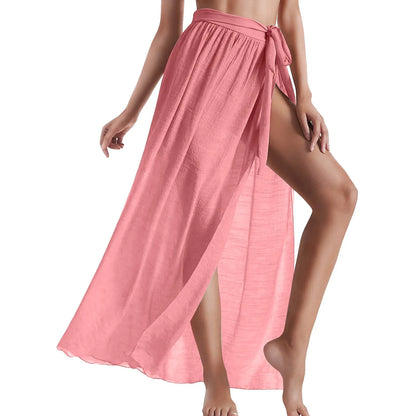 Lace-Up Long Sarong Beach Cover-Up