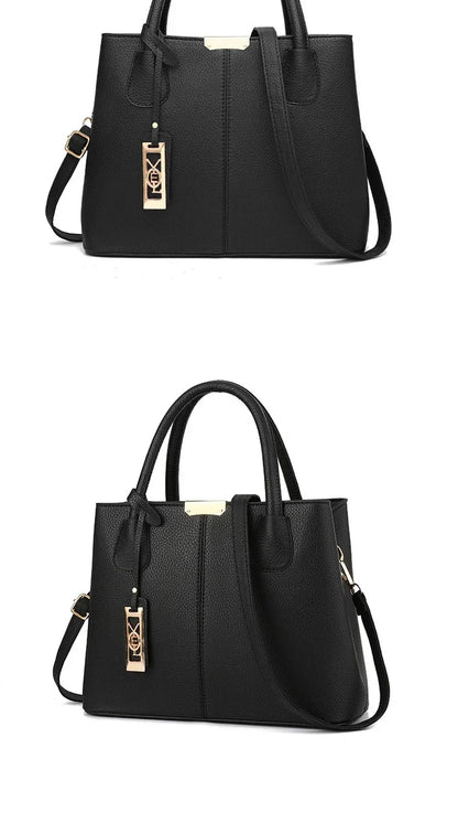 Women's PU Leather Tote Handbag – Zipper Closure Everyday Purse | 5 Colors Black