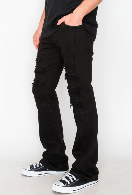 Mens Bootcut Rip & Repair Colored Jeans