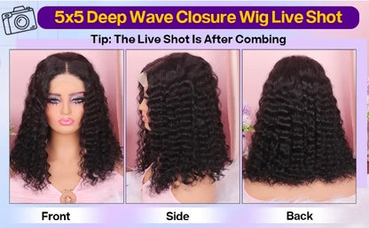 Deep Wave Ready To Wear Glueless Lace Front Bob Wig