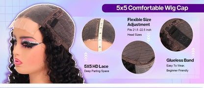 Deep Wave Ready To Wear Glueless Lace Front Bob Wig
