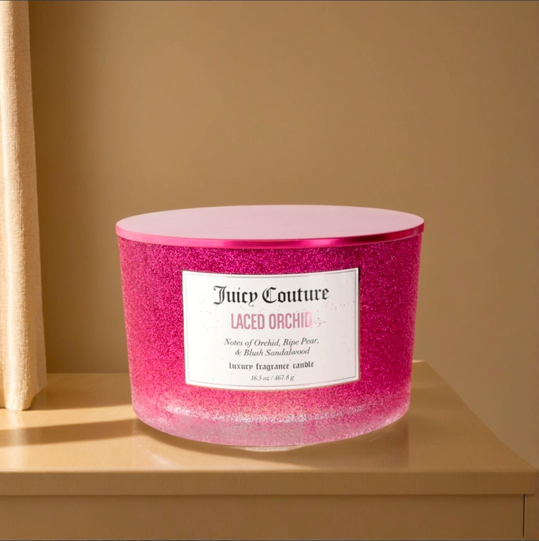 Juicy Couture 16.5 oz Soy Wax Blend 3 Wick Candle - Laced Orchid by Juicy Couture