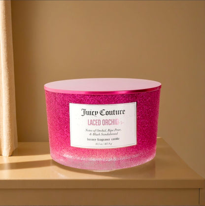 Juicy Couture 16.5 oz Soy Wax Blend 3 Wick Candle - Laced Orchid by Juicy Couture