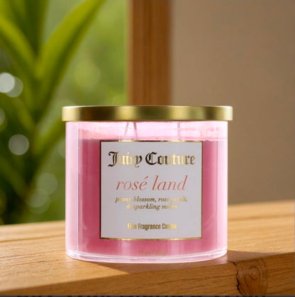 Juicy Couture 14.5 oz Soy Wax Blend 3 Wick Candle - Rose Land by Juicy Couture