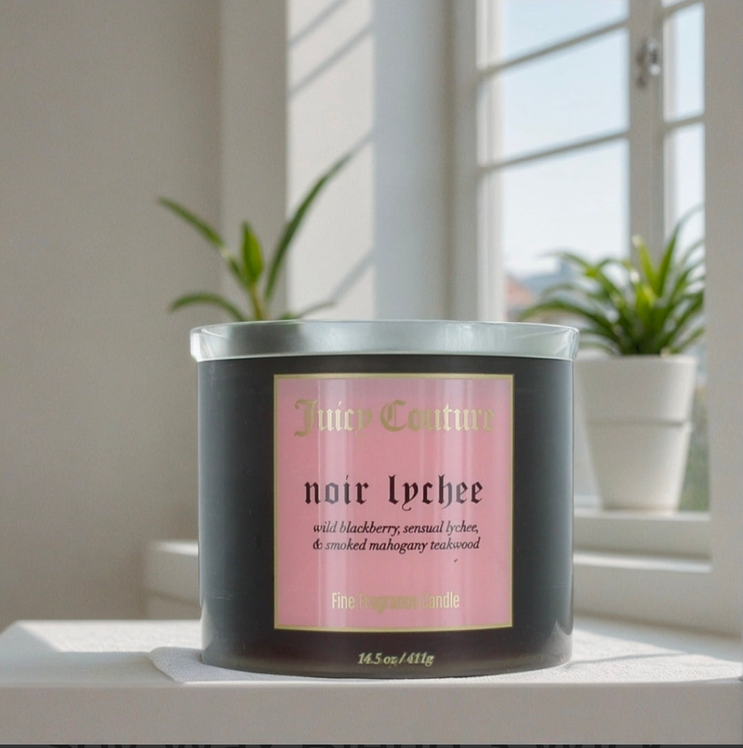 Juicy Couture 14.5 oz Soy Wax Blend 3 Wick Candle - Noir Lychee by Juicy Couture