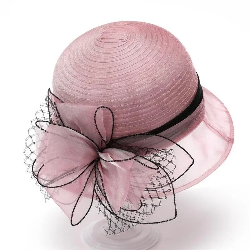 Women's Elegant Organza Flower Church Hat