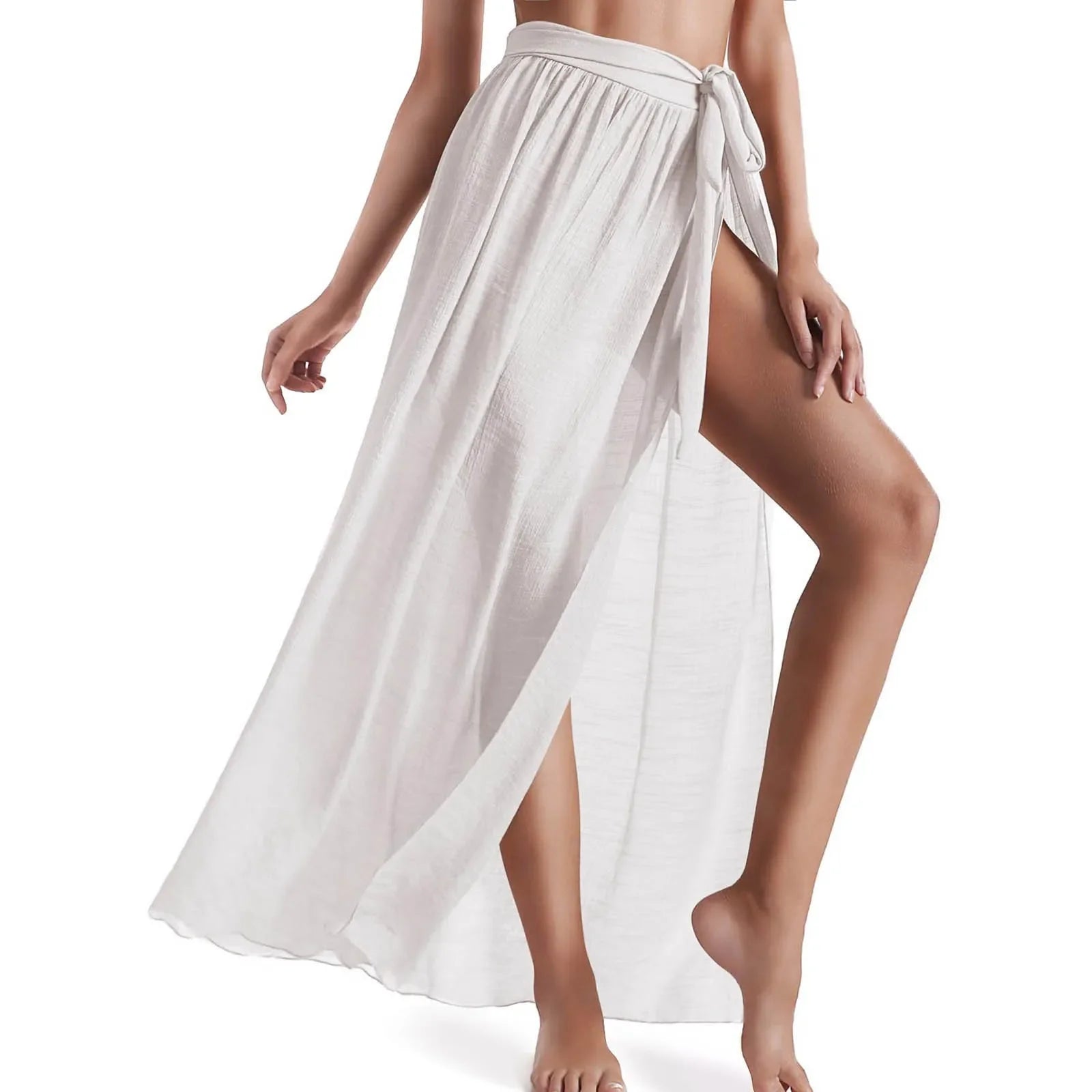 Lace-Up Long Sarong Beach Cover-Up