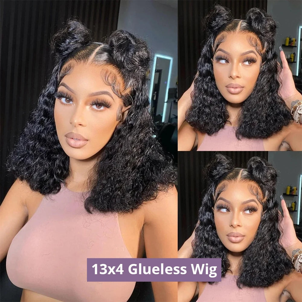 Pre Cut No Glue Water Wave 13x6 Bob Wigs Curly 7x5 Glueless Wig Human Hair Ready To Wear Lace Frontal Wigs For Women Pre Plucked by SEVHENN