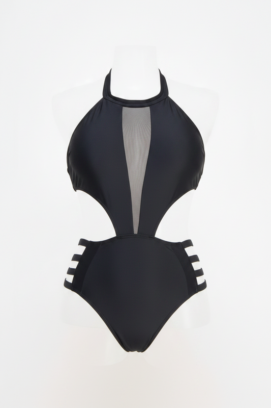 Calista One-Piece Swimsuit – Mesh Front & Strappy Sides by BE WICKED