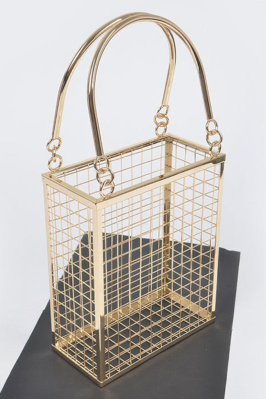Metal Wire Clutch | Structured Iron Frame Evening Bag Gold
