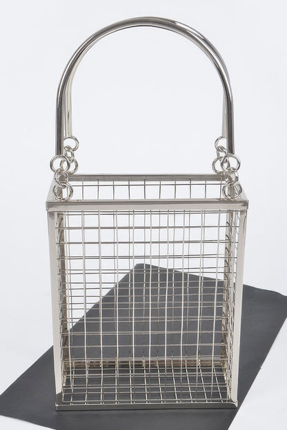 Metal Wire Clutch | Structured Iron Frame Evening Bag Silver