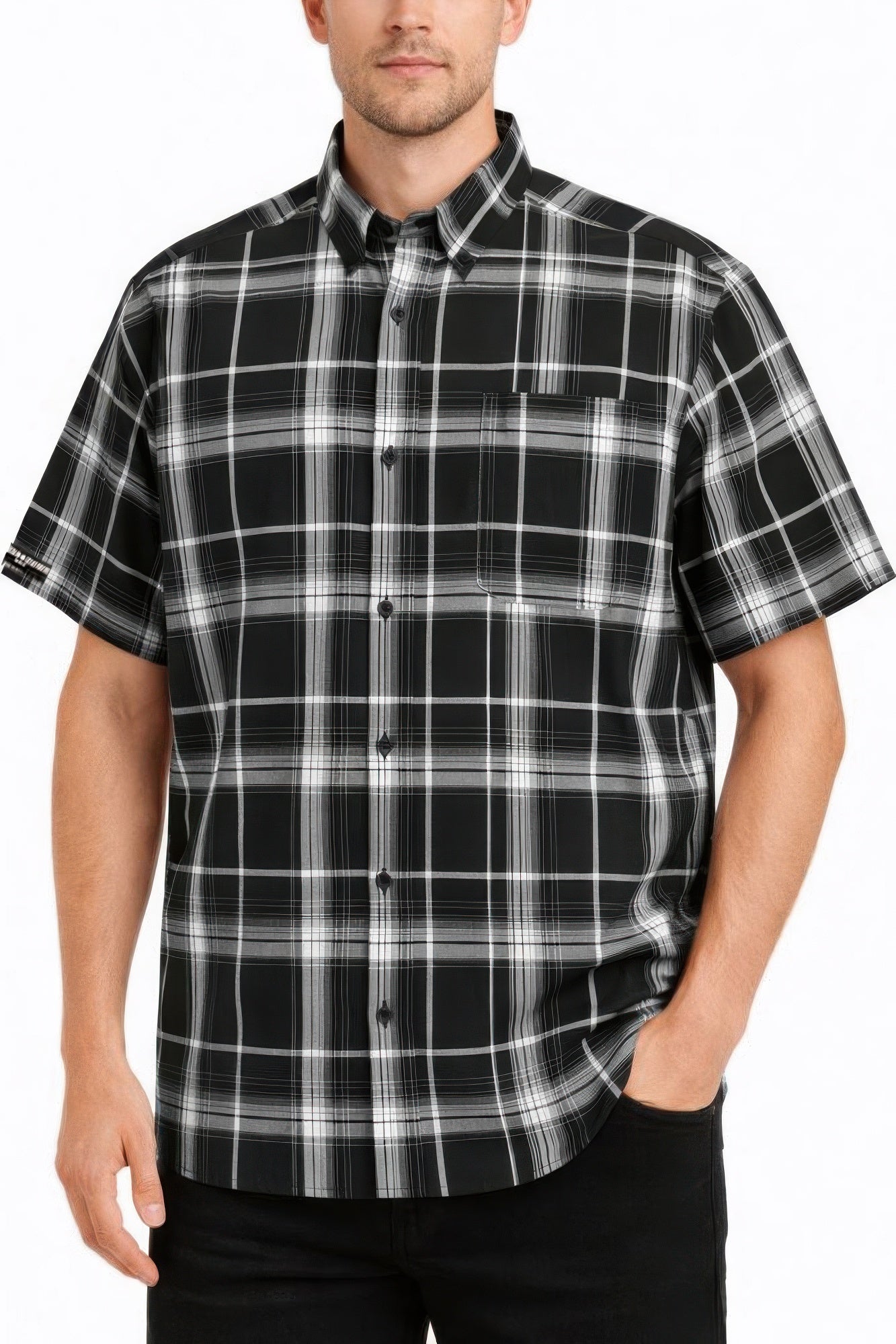 Men's Oldschool Checkered Button Down Short Sleeve Shirt Royal