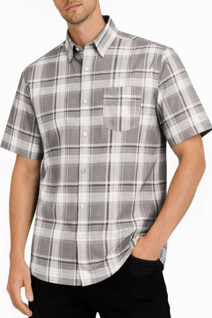 Men's Oldschool Checkered Button Down Short Sleeve Shirt