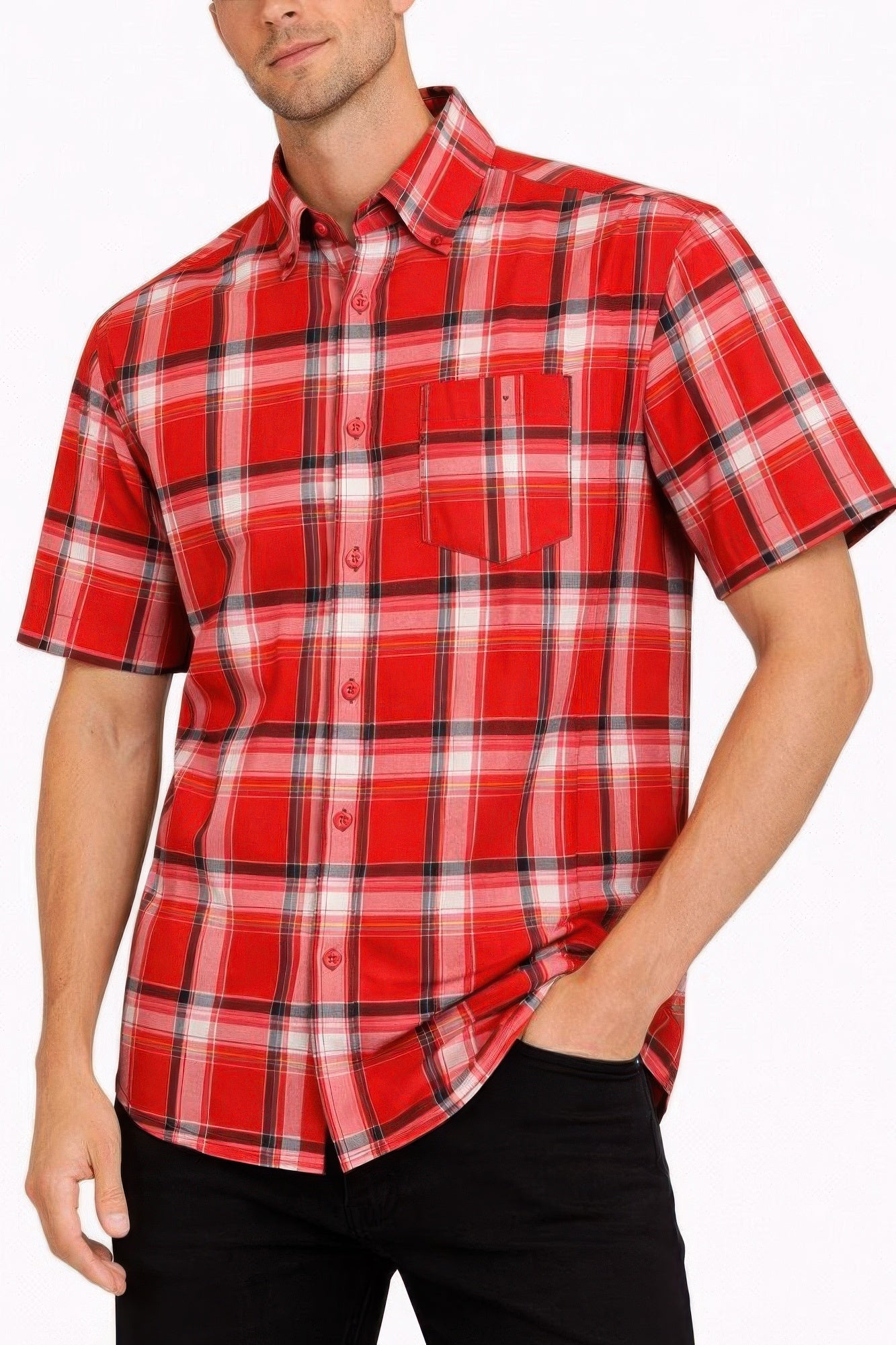 Men's Oldschool Checkered Button Down Short Sleeve Shirt