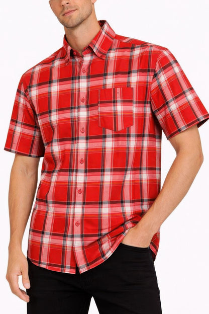 Men's Oldschool Checkered Button Down Short Sleeve Shirt