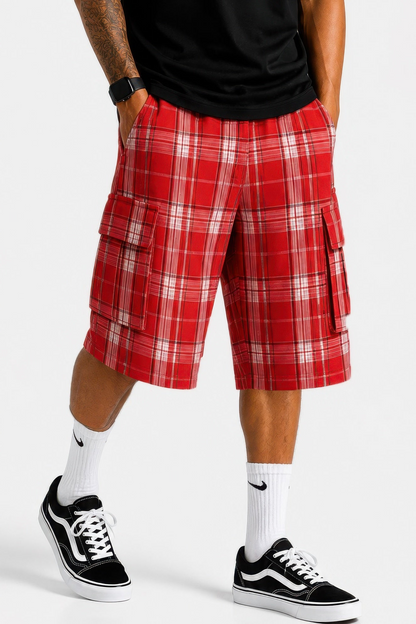 Mens Checkered Baggy Cargo Shorts by WEIV