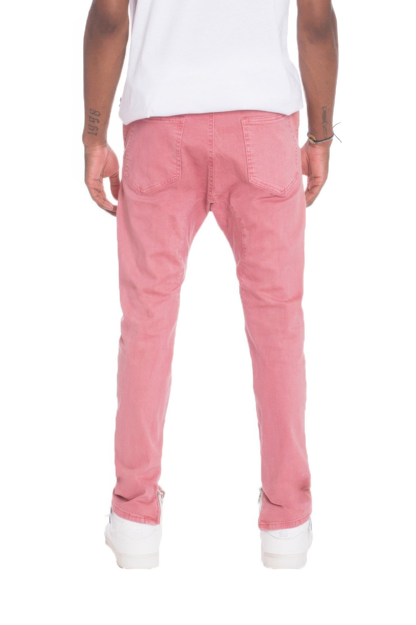 Men's Distressed Denim Checkered Tape Jeans