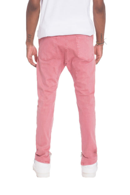 Men's Distressed Denim Checkered Tape Jeans