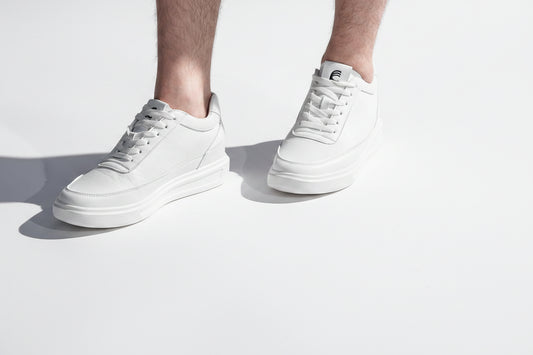 CALTO Men's Height-Increasing Lightweight Sneakers in White 8