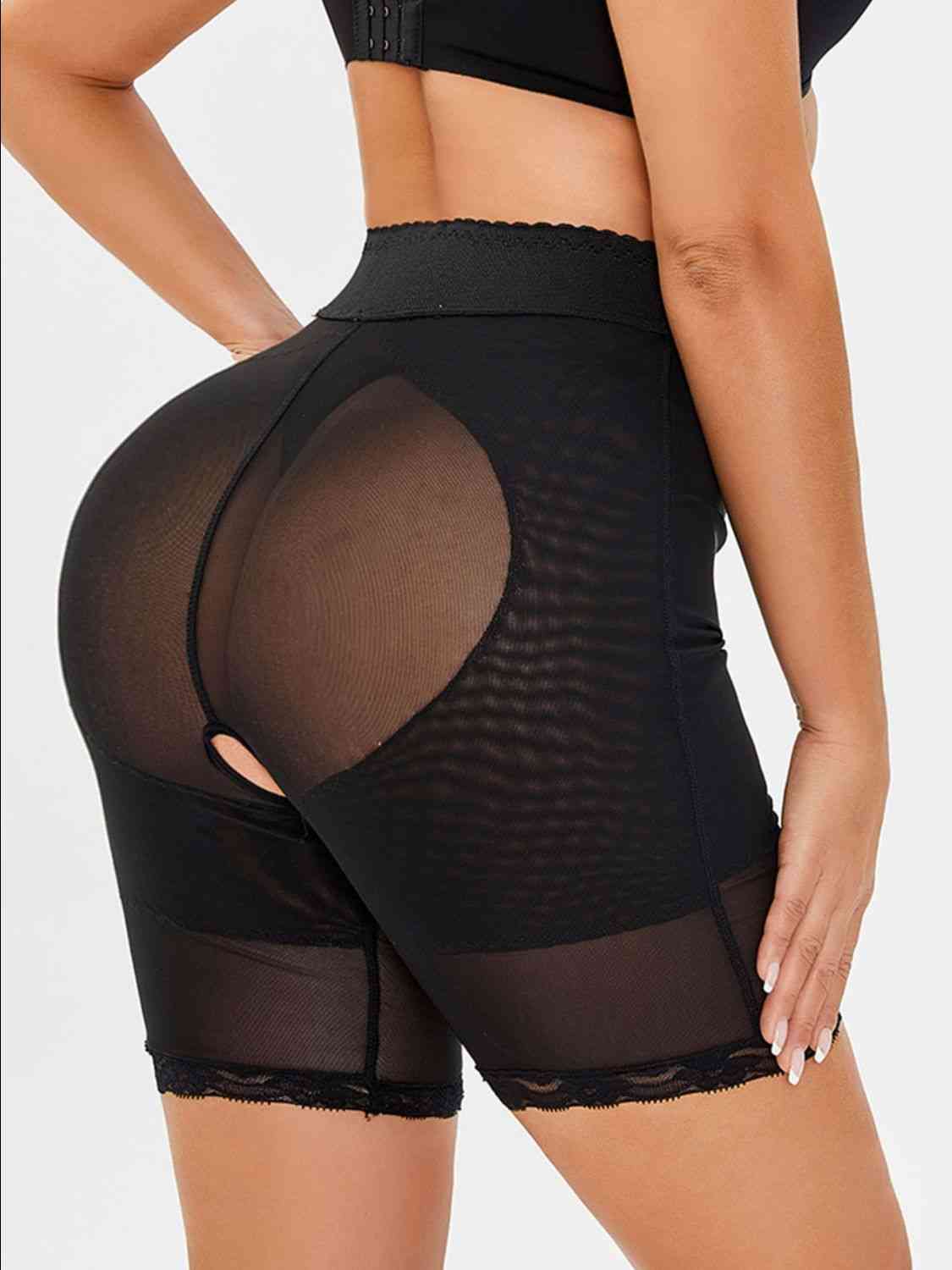 Pantalones cortos moldeadores con ribete de encaje y cintura alta para mujer