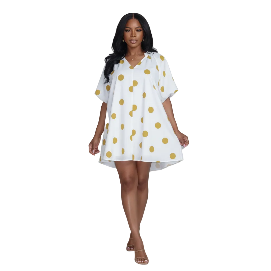Striped Puff Sleeve Dress by Mavena Co.
