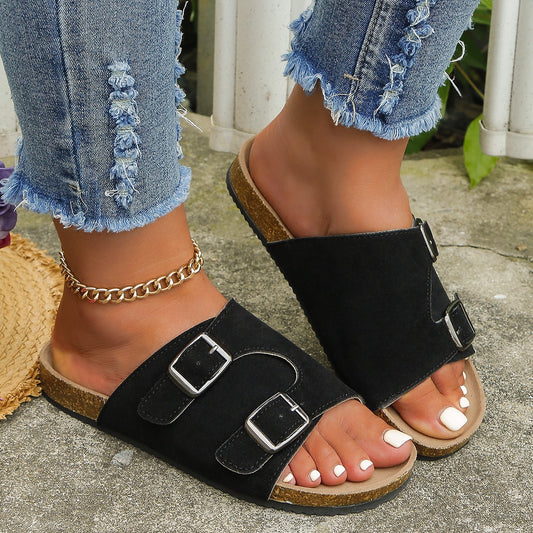 Women's Metal Buckle Open Toe Sandals