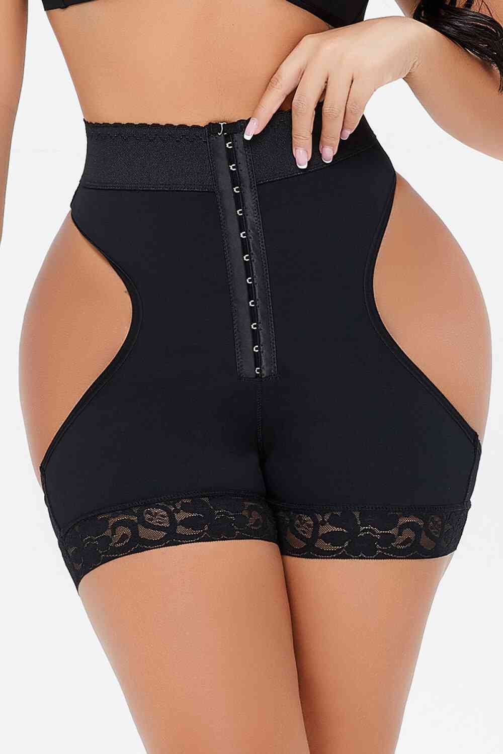 Women's Shapewear Cutout Thong Shaping Shorts with Hook-and-Eye