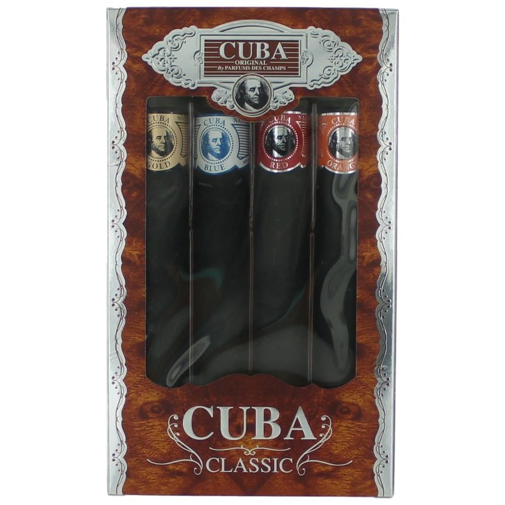 Cuba Classic by Cuba, 4 Piece Gift Set men with Orange, Red, Blue & Gold by Cuba