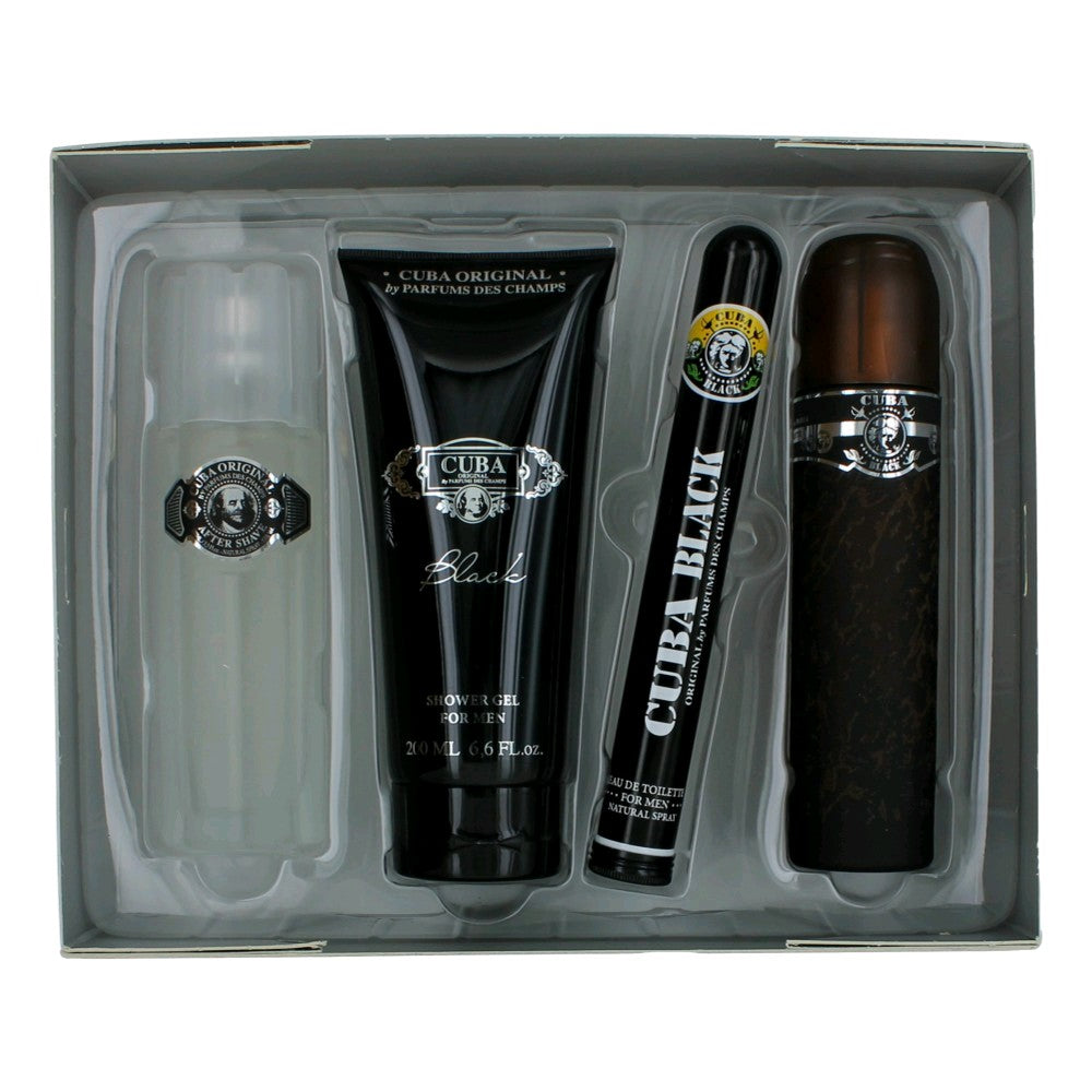 Cuba Black by Cuba, 4 Piece Gift Set for Men by Cuba