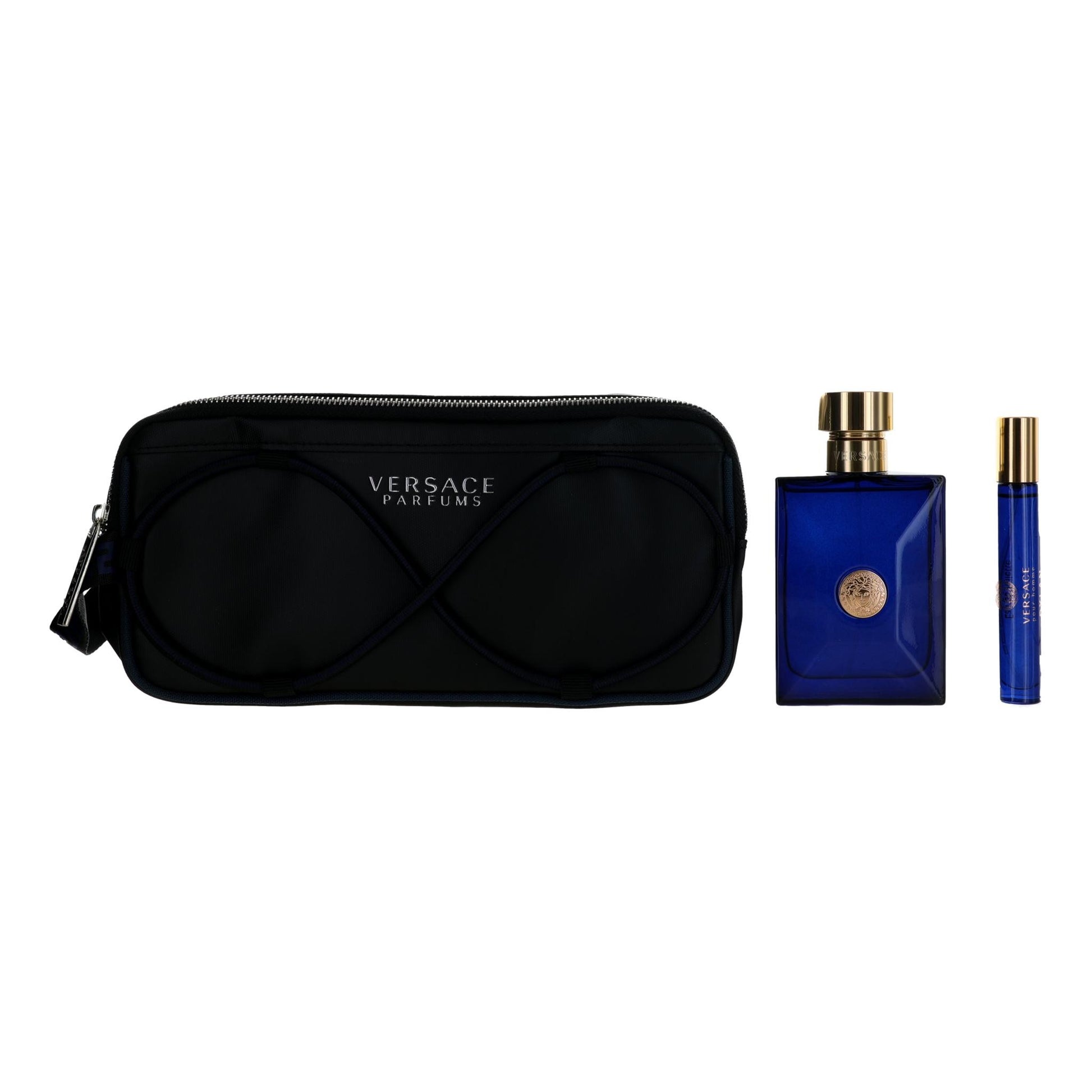 Versace Pour Homme Dylan Blue by Versace, 3 Piece Gift Set men with Pouch by Versace