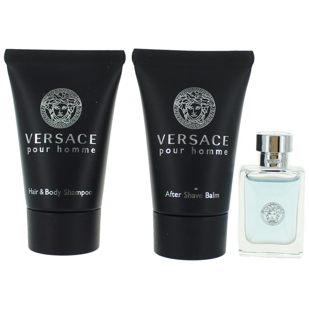 Versace Pour Homme by Versace, 3 Piece Mini Gift Set for Men by Versace