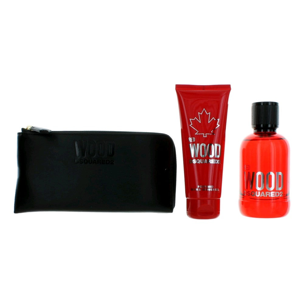 Red Wood by Dsquared2, 3 Piece Gift Set for Women by Dsquared2