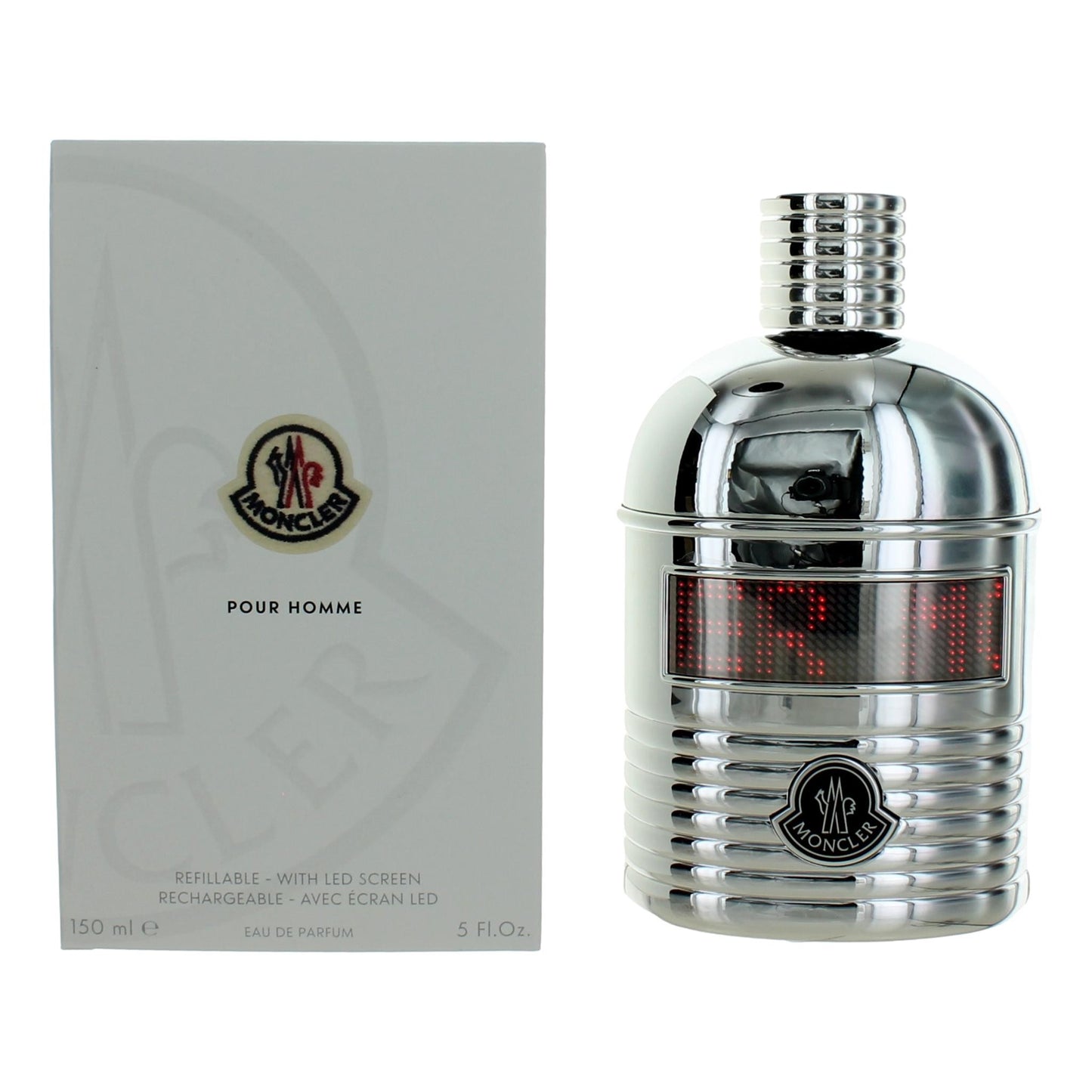 Moncler Pour Homme by Moncler, 5oz Refillable EDP Spray men with LED Screen by Moncler