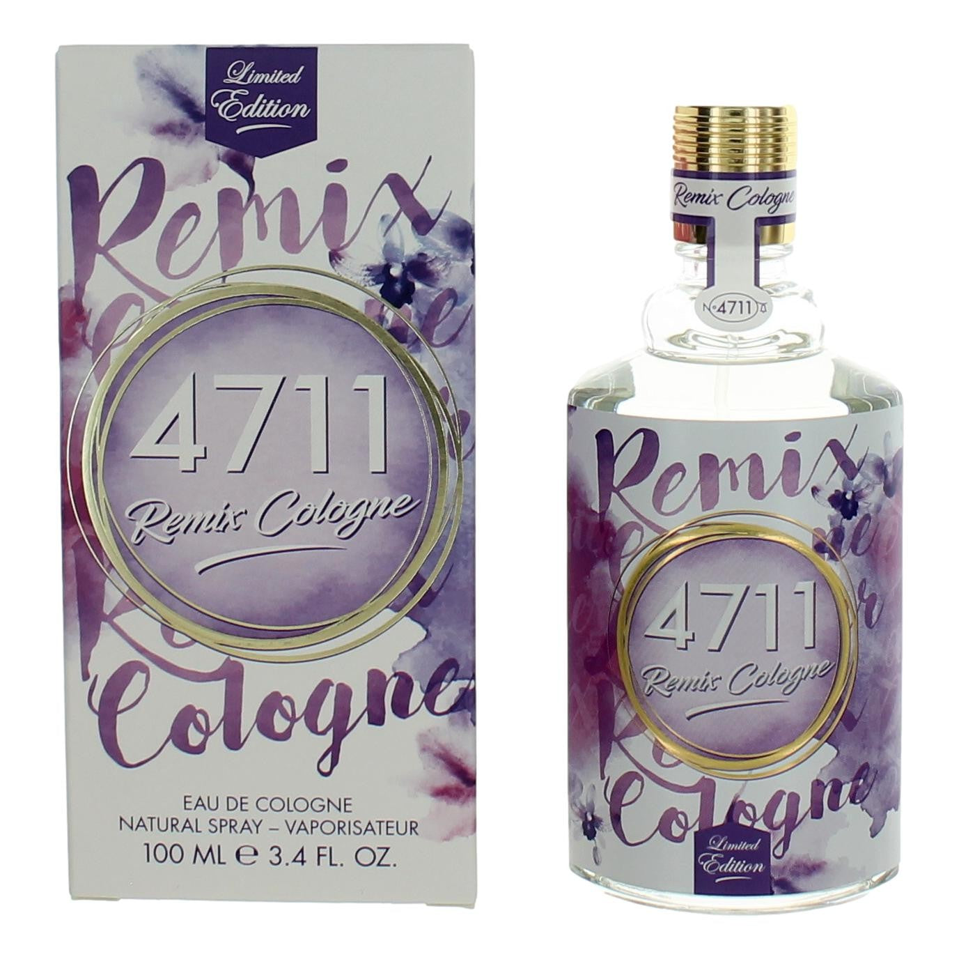 4711 Remix Cologne Lavender by Muelhens, 3.4oz Eau De Cologne Spray Unisex by Muelhens