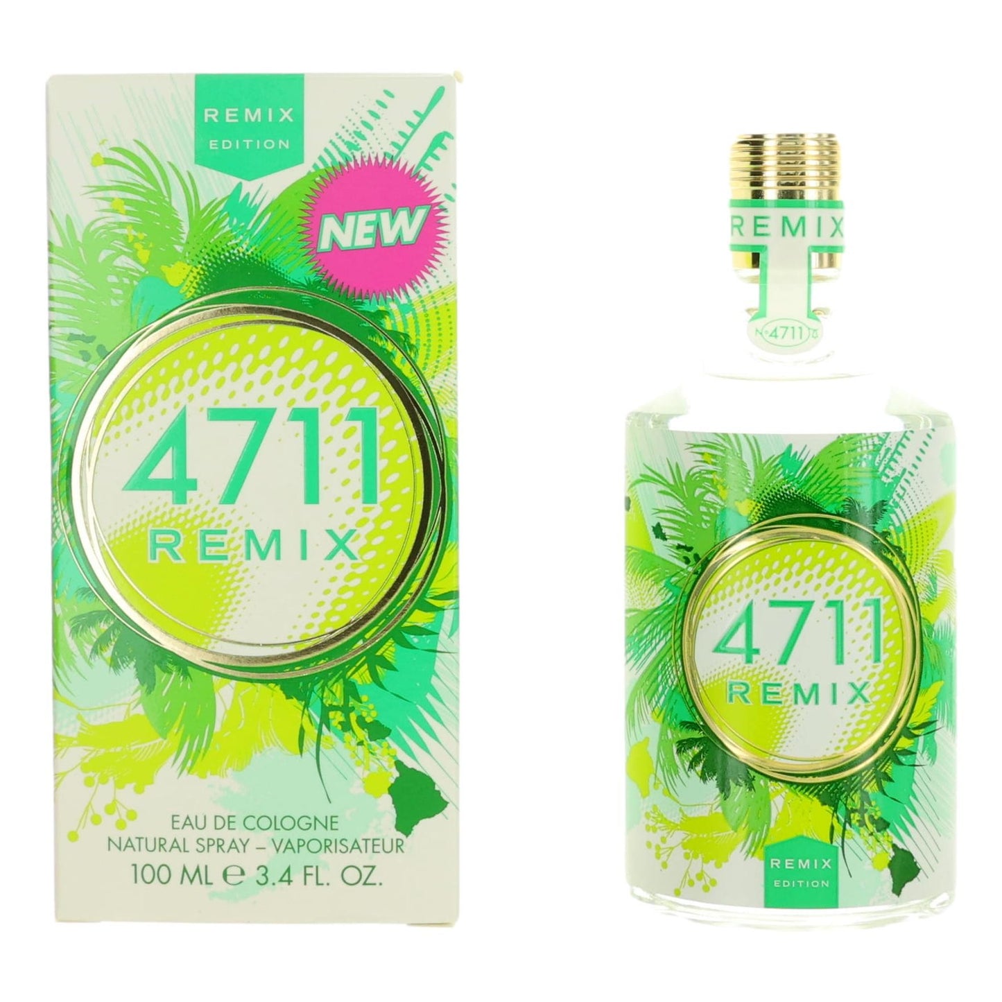 4711 Remix Green Oasis by Muelhens, 3.4oz Eau de Cologne Spray for Unisex by Muelhens