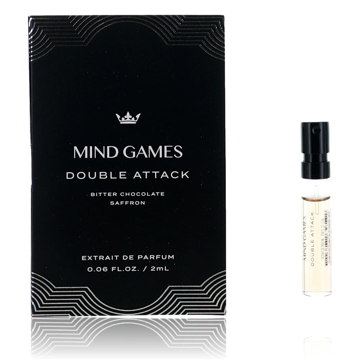 Double Attack by Mind Games, 0.06oz Extrait de Parfum for Unisex Sample by Mind Games