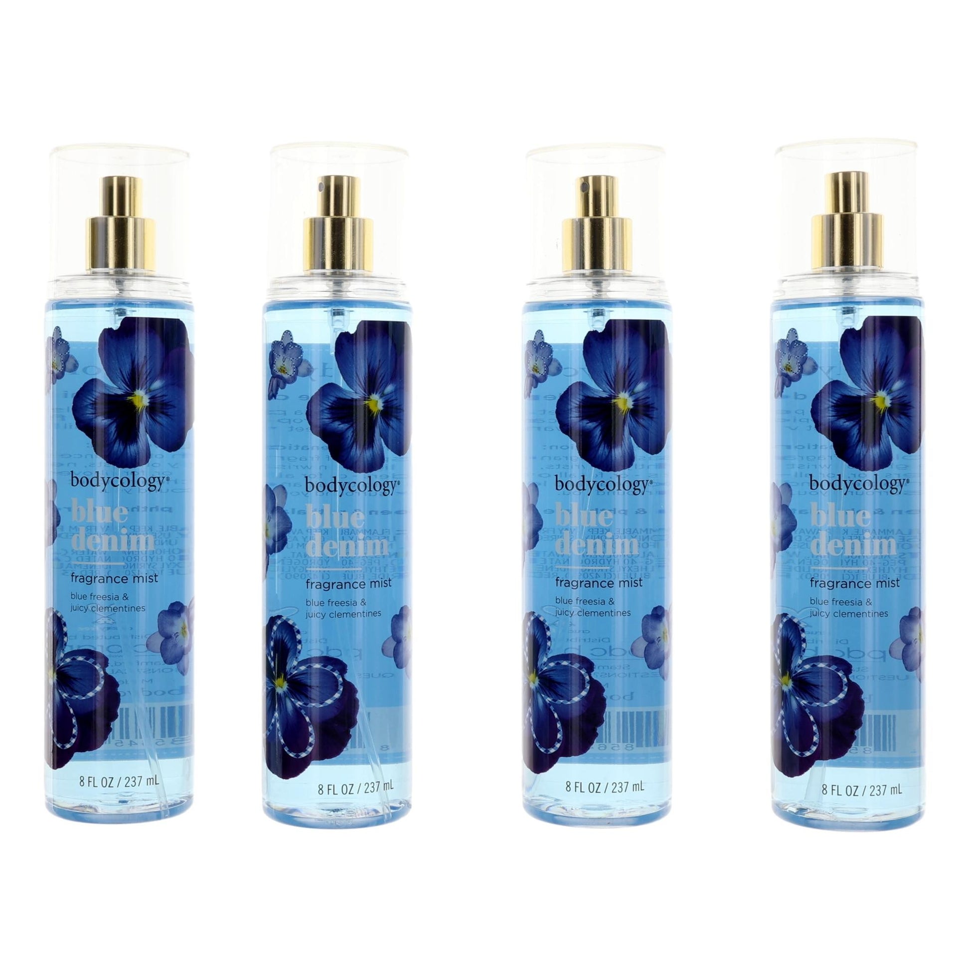 Blue Denim by Bodycology, 4 Pack 8 oz Fragrance Mist for Women by Bodycology