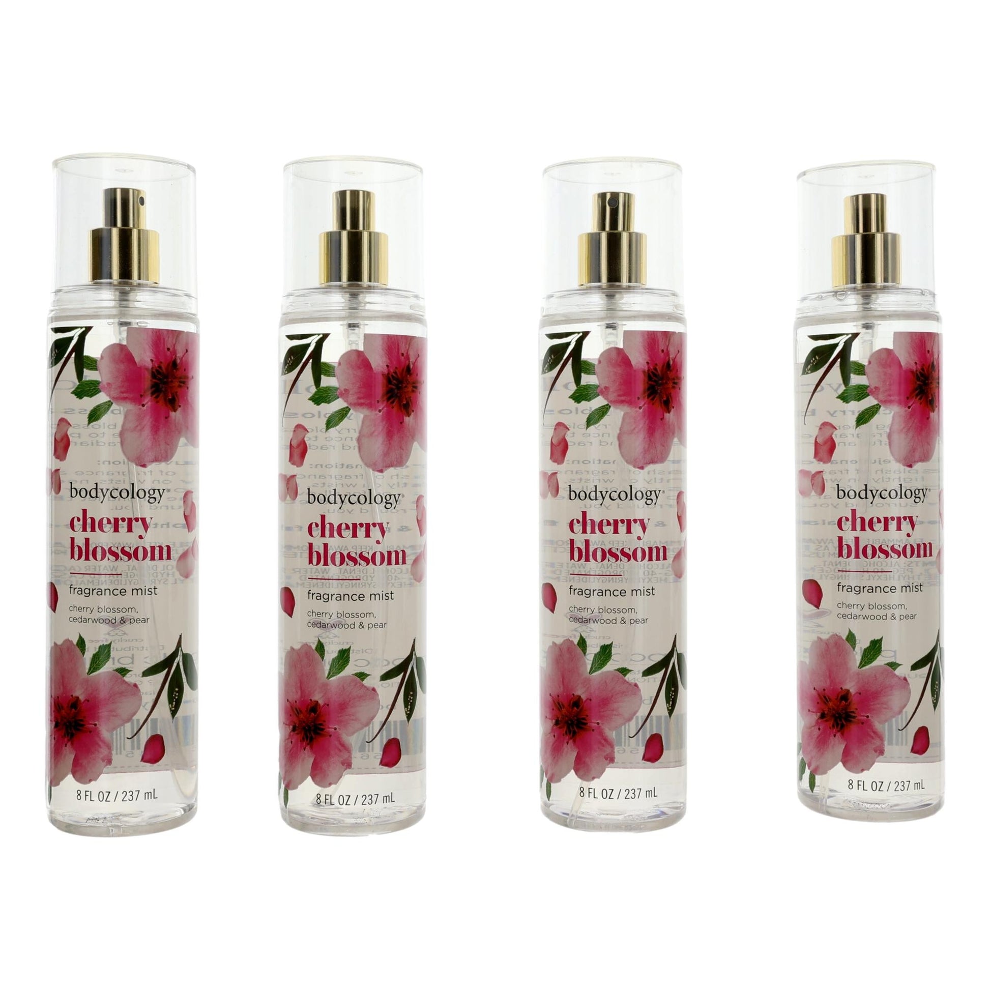 Cherry Blossom by Bodycology, 4 Pack 8 oz Fragrance Mist for Women by Bodycology