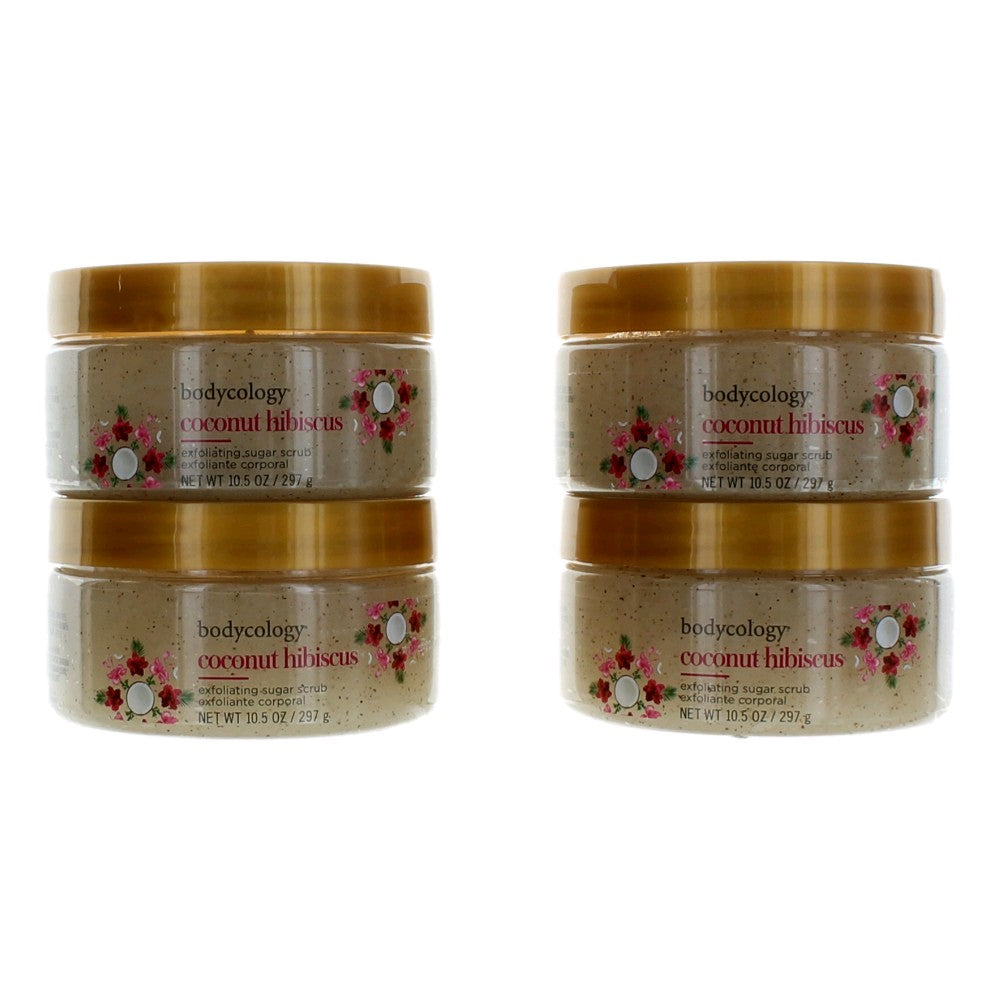 Coconut Hibiscus, 4 Pack of 10.5oz each Exfolianting Sugar Scrub women by Bodycology