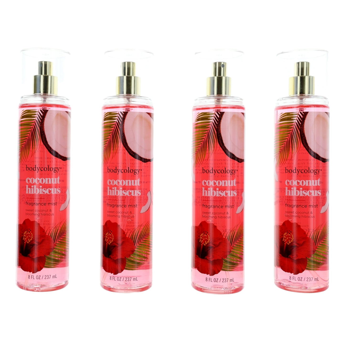 Coconut Hibiscus by Bodycology, 4 Pack 8 oz Fragrance Mist for Women by Bodycology