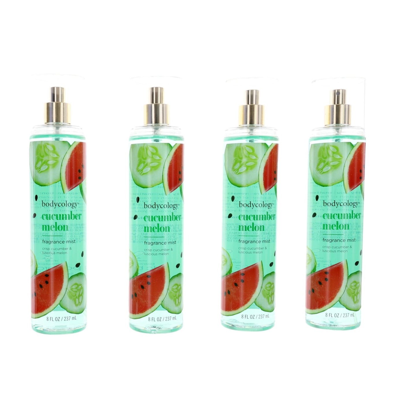 Cucumber Melon by Bodycology, 4 Pack 8 oz Fragrance Mist for Women by Bodycology