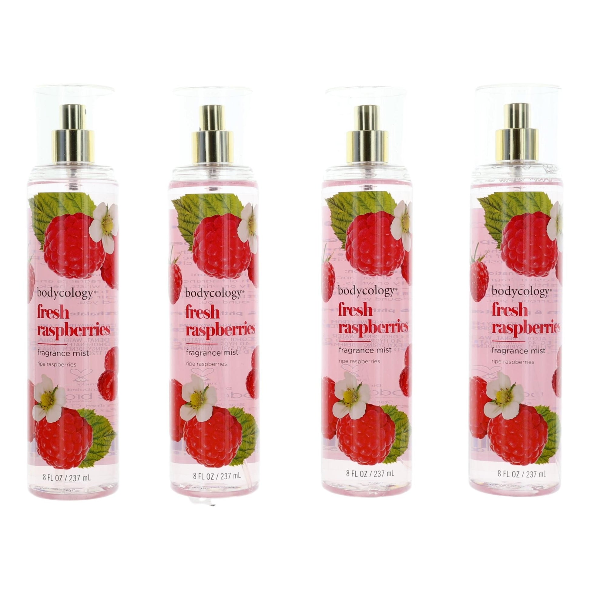 Fresh Raspberries by Bodycology, 4 Pack 8 oz Fragrance Mist for Women by Bodycology