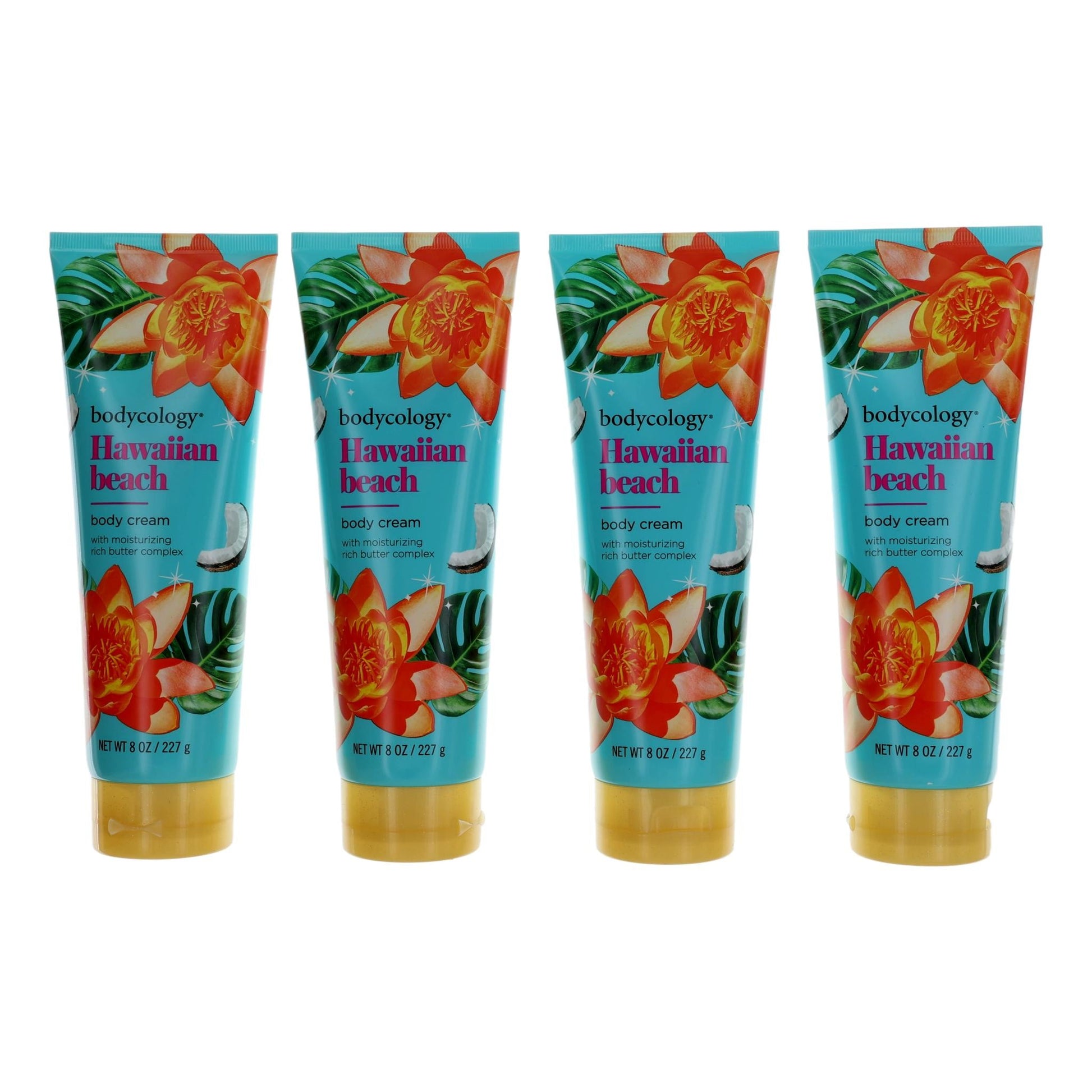 Hawaiian Beach by Bodycology,4 Pack 8oz Moisturizing Body Cream women by Bodycology