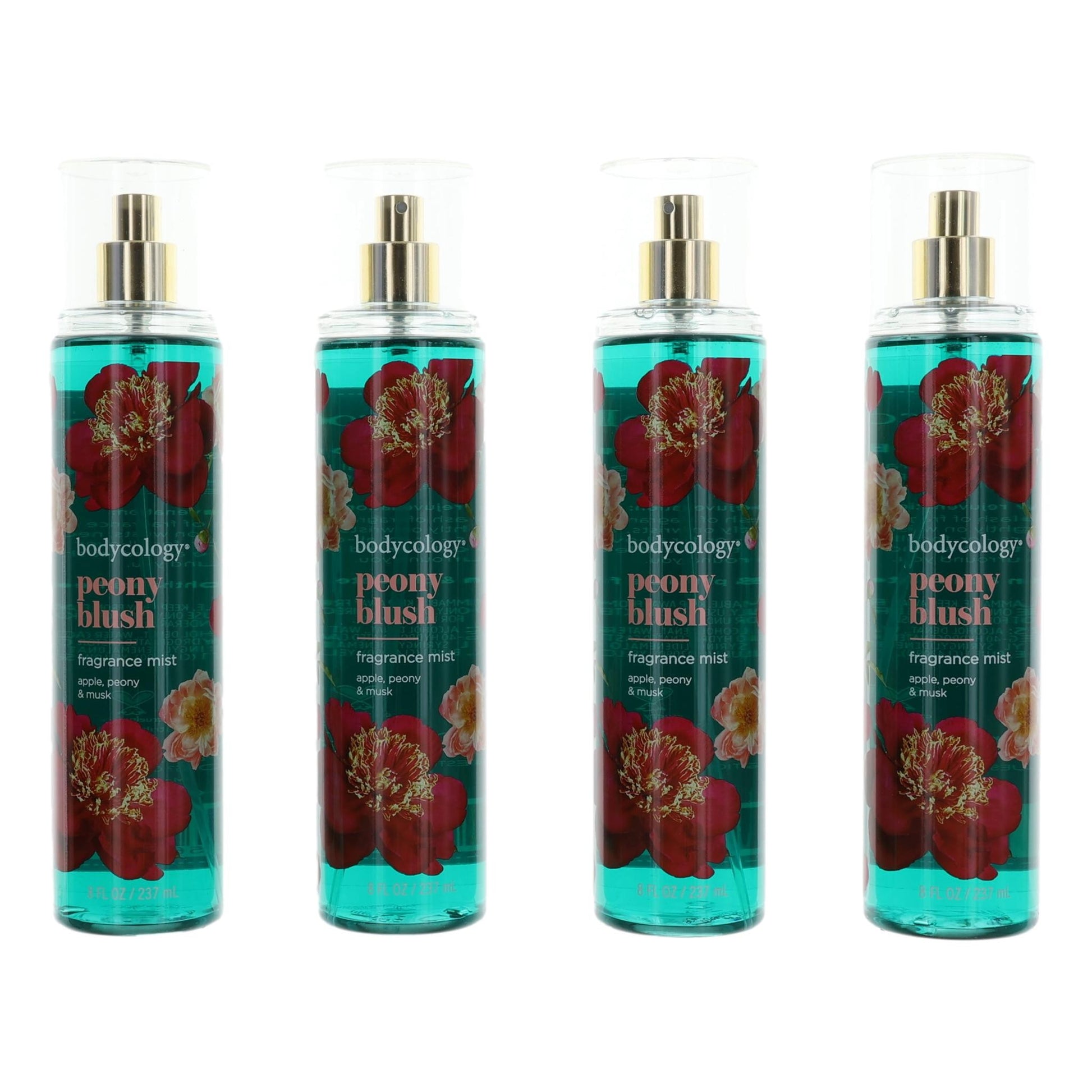 Peony Blush by Bodycology, 4 Pack 8 oz Fragrance Mist for Women by Bodycology