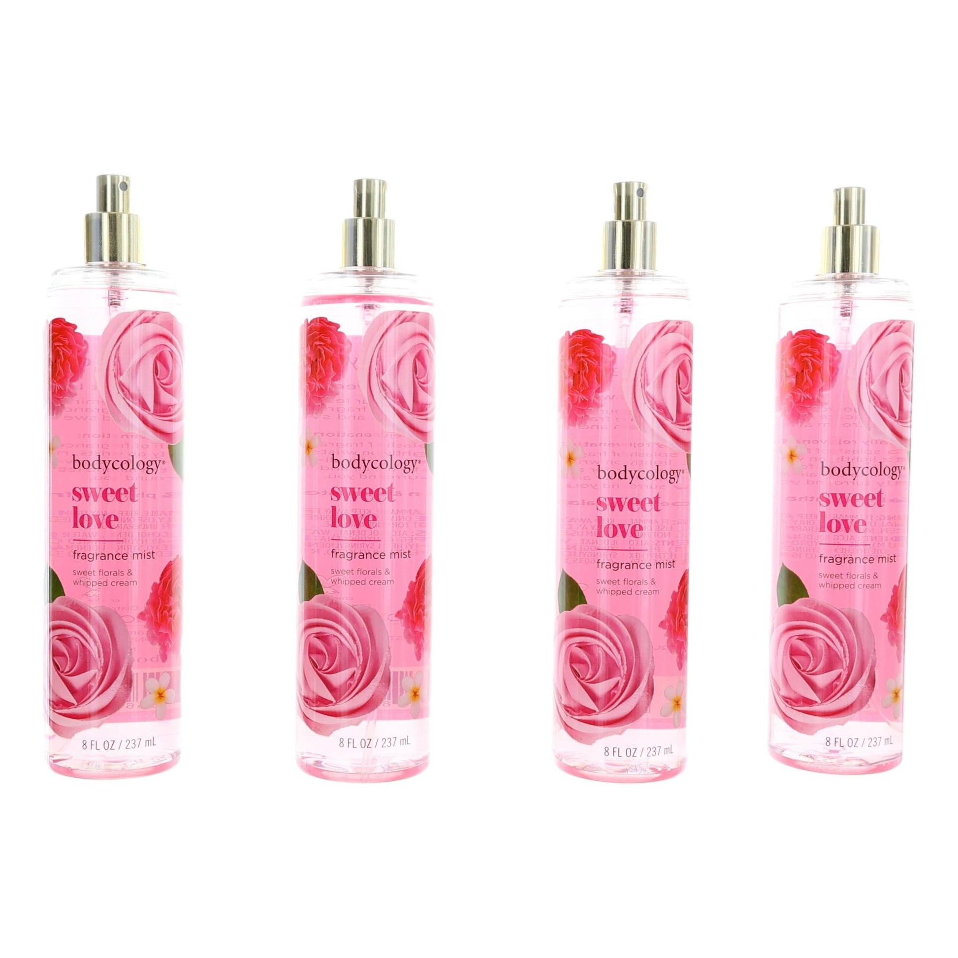 Sweet Love by Bodycology, 4 Pack 8 oz Fragrance Mist for Women by Bodycology