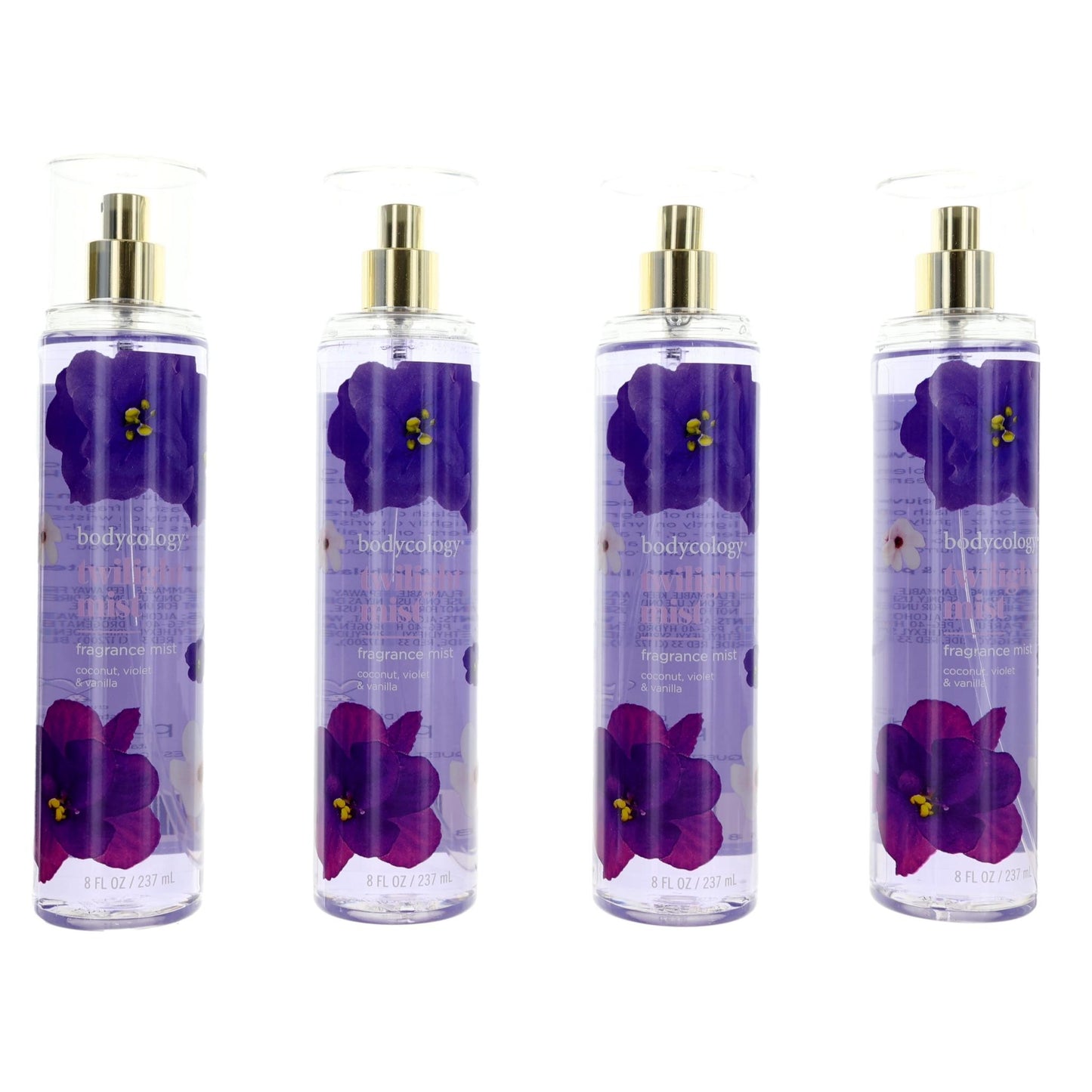 Twilight Mist by Bodycology, 4 Pack 8 oz Fragrance Mist for Women by Bob Mackie