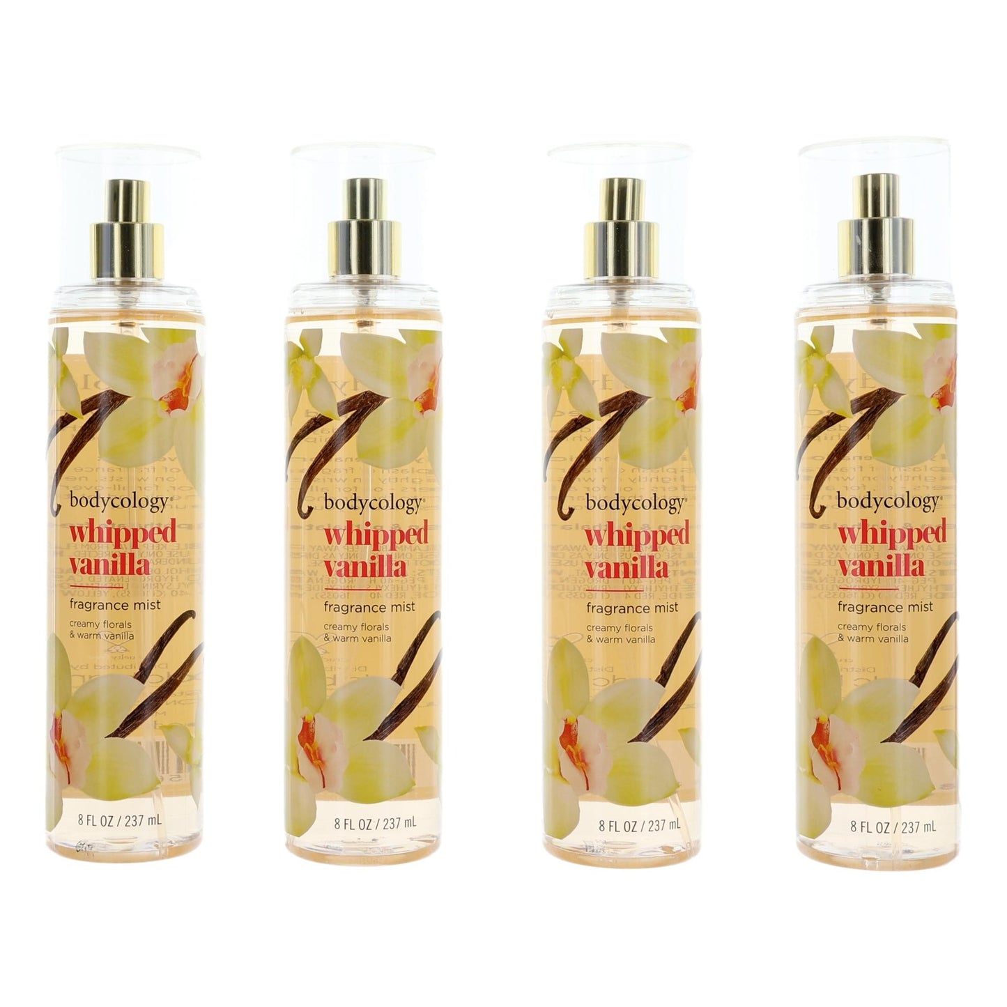 Whipped Vanilla by Bodycology, 4 Pack of 8 oz Fragrance Mist for Women by Bodycology
